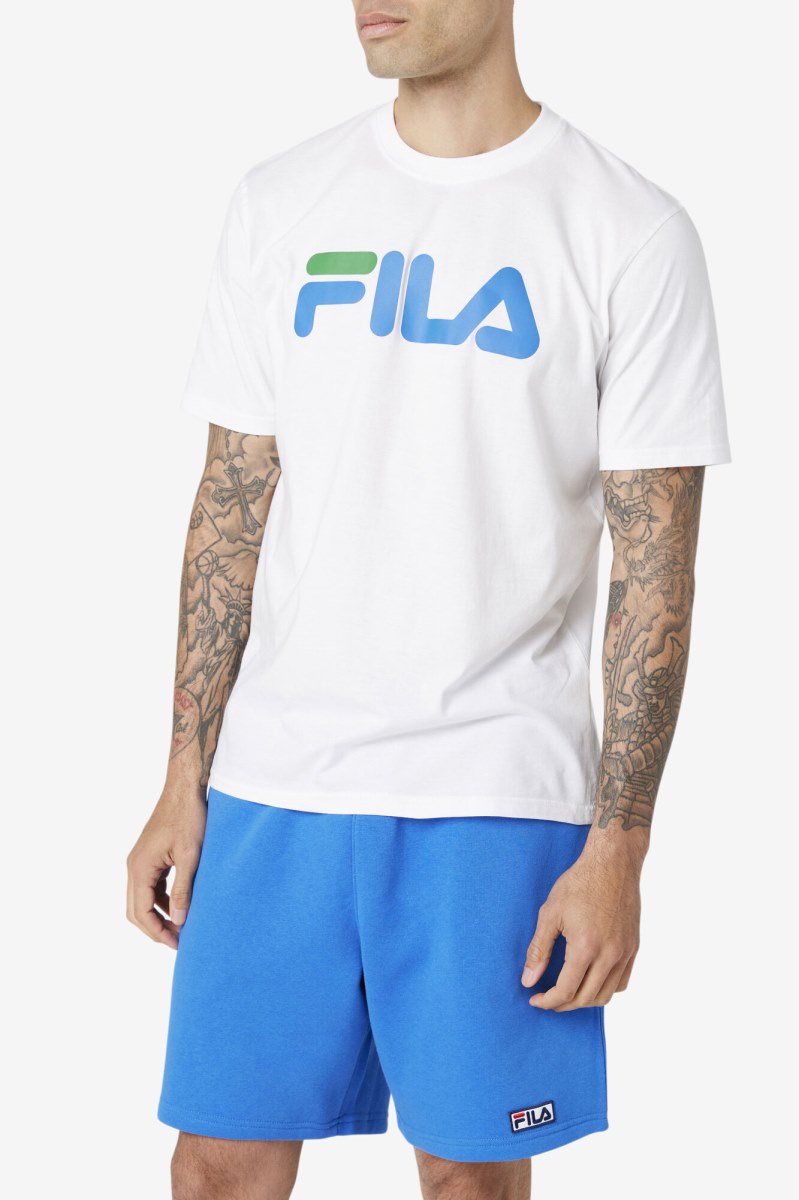 Fila Eagle Tee T Shirts Herre Hvide Blå | 471-BTDGAW