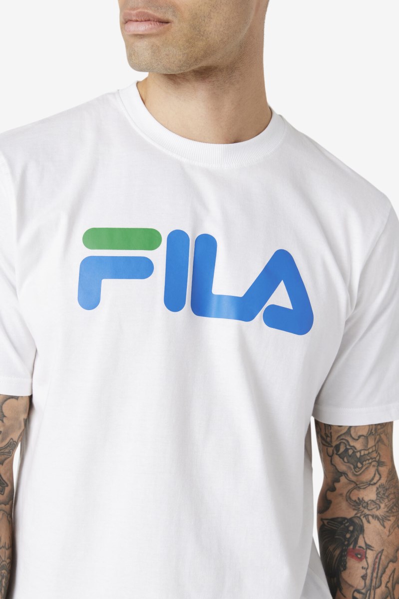 Fila Eagle Tee T Shirts Herre Hvide Blå | 471-BTDGAW