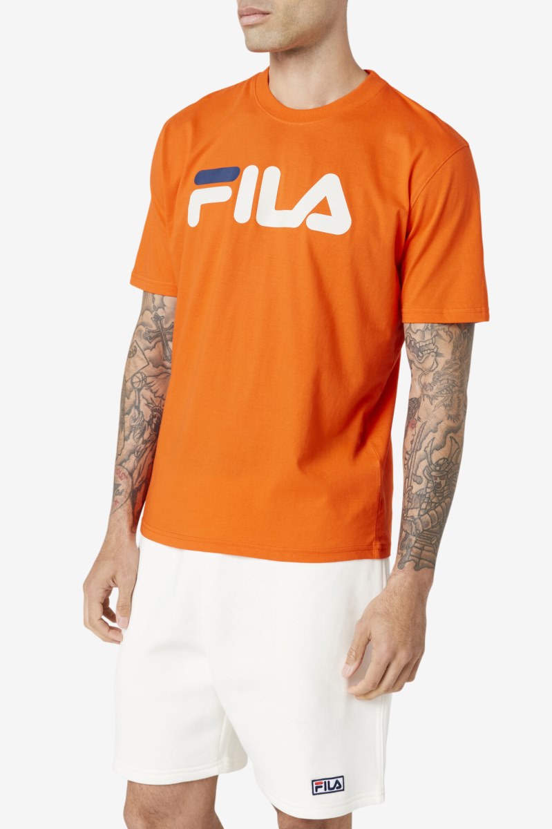 Fila Eagle Tee T Shirts Herre Lyserød Grå Mørkeblå | 652-DRKXPE