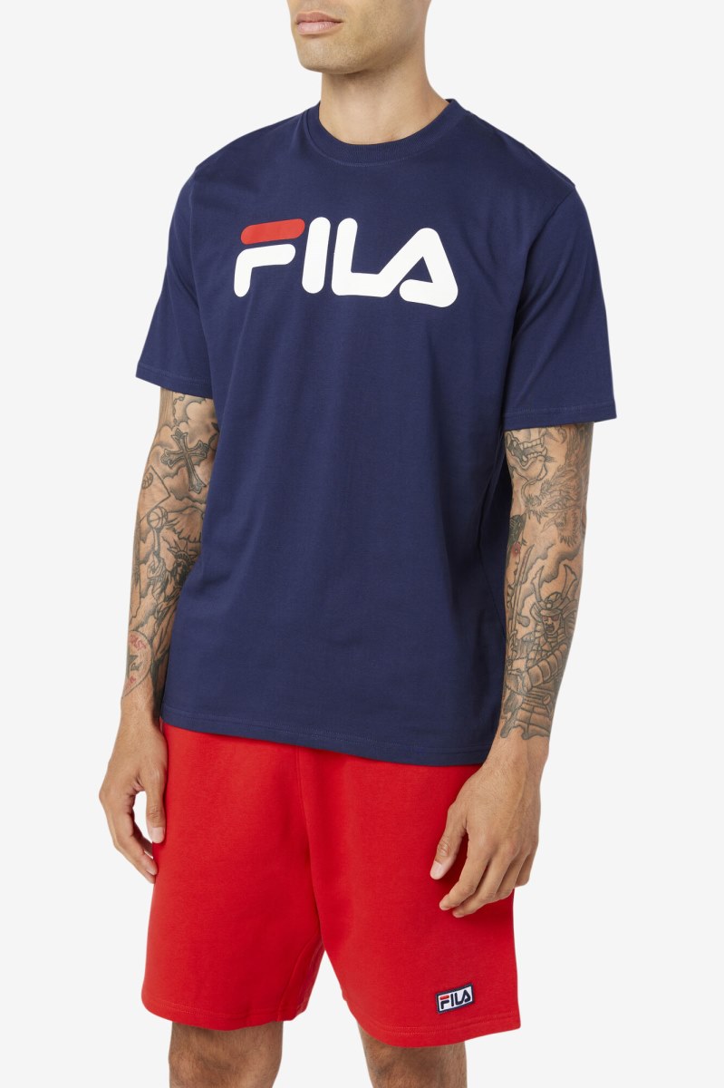 Fila Eagle Tee T Shirts Herre Mørkeblå Hvide Rød | 254-MQTLZF