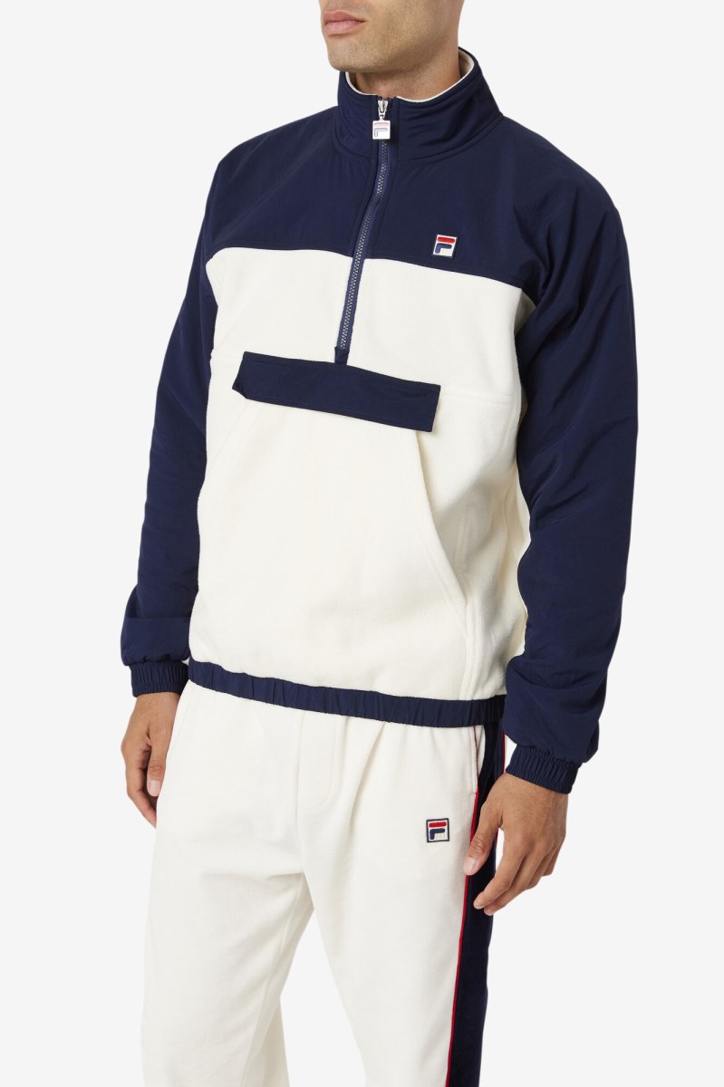 Fila Erick 1/2 Zip Pullover Herre Hvide Mørkeblå | 043-HDMIJU