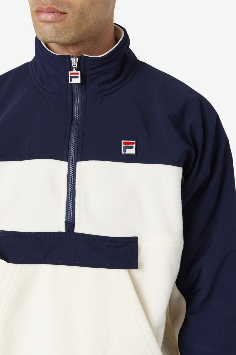 Fila Erick 1/2 Zip Pullover Herre Hvide Mørkeblå | 043-HDMIJU