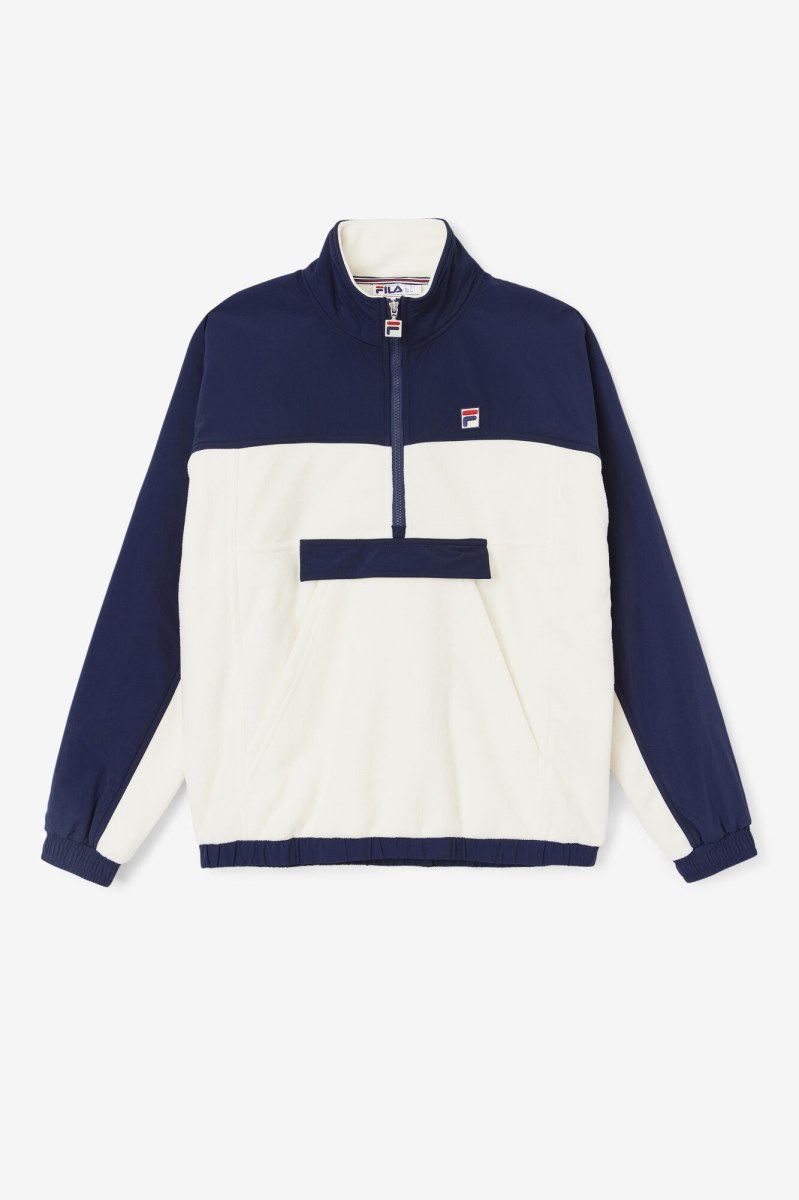 Fila Erick 1/2 Zip Pullover Herre Hvide Mørkeblå | 043-HDMIJU