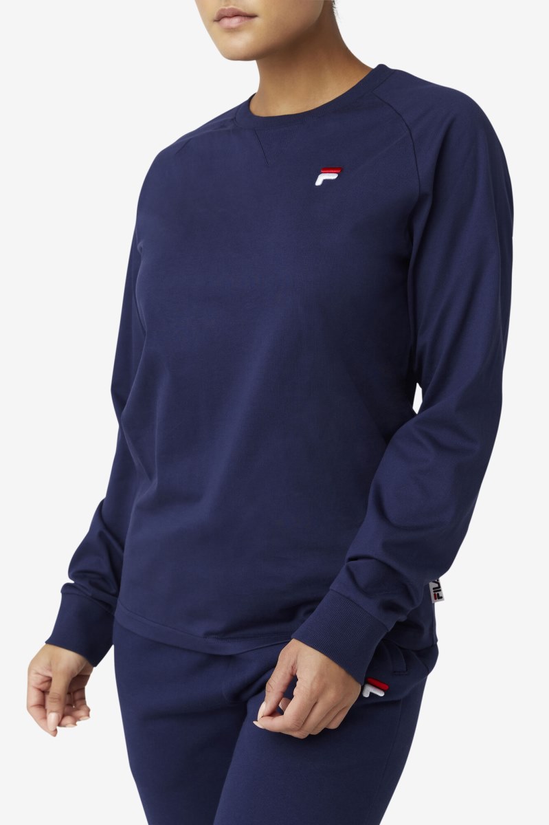 Fila Flynn Tee Long Sleeve Dame Mørkeblå | 132-CZXFGD