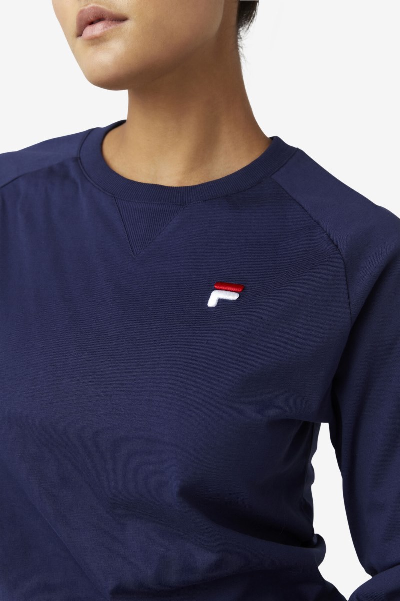 Fila Flynn Tee Long Sleeve Dame Mørkeblå | 132-CZXFGD