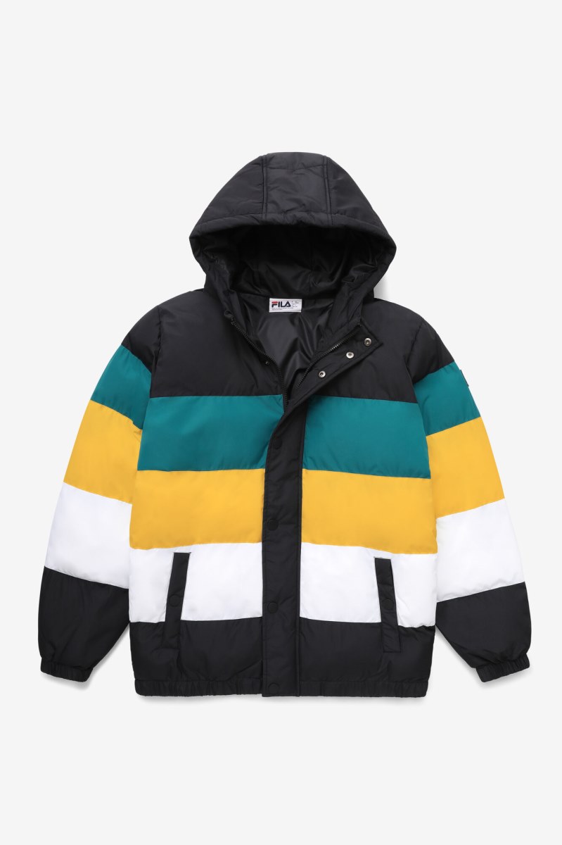 Fila Giovanni Puffa Casual Jakker Herre Sort Blå Guld | 105-EBDJTO