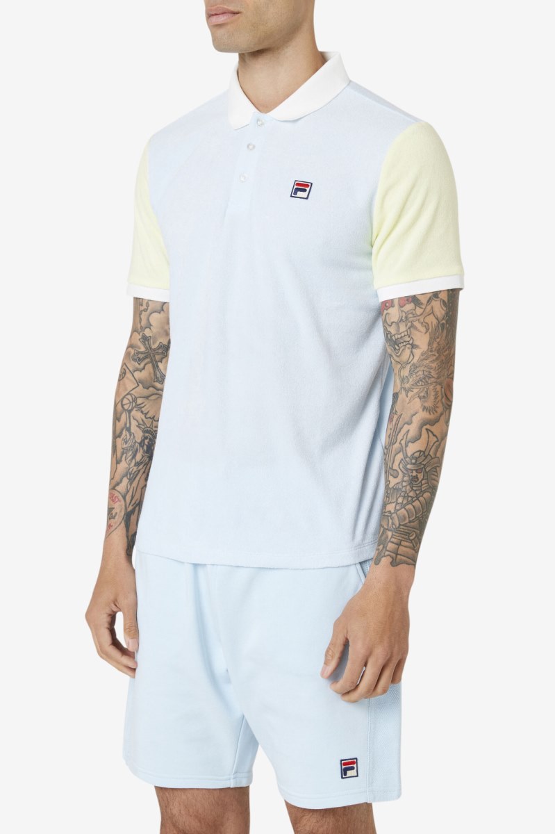 Fila Gramme Polo Polo Shirt Herre Blå Gul | 032-UTHOBE