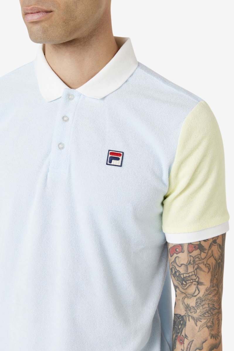 Fila Gramme Polo Polo Shirt Herre Blå Gul | 032-UTHOBE