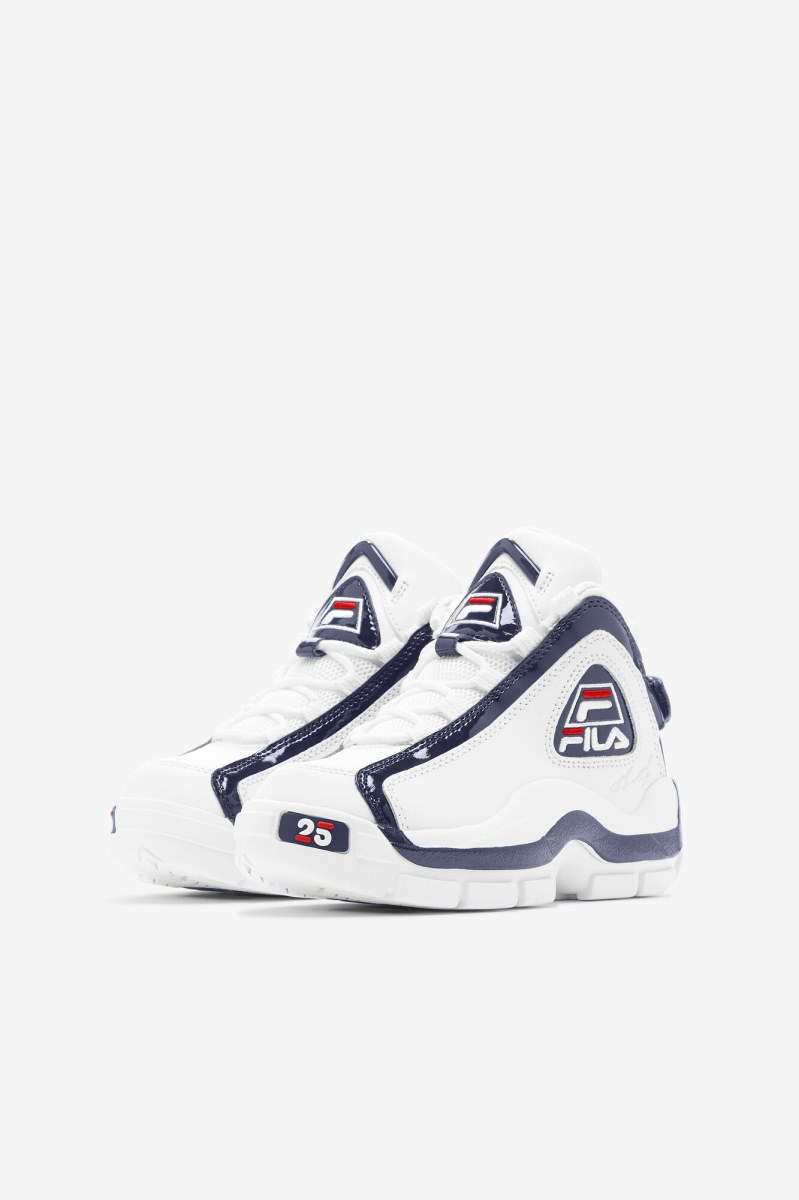 Fila Grant Hill 2 25th Anniversary Edition Støvler Børn Hvide Mørkeblå Rød | 267-HTNVMZ