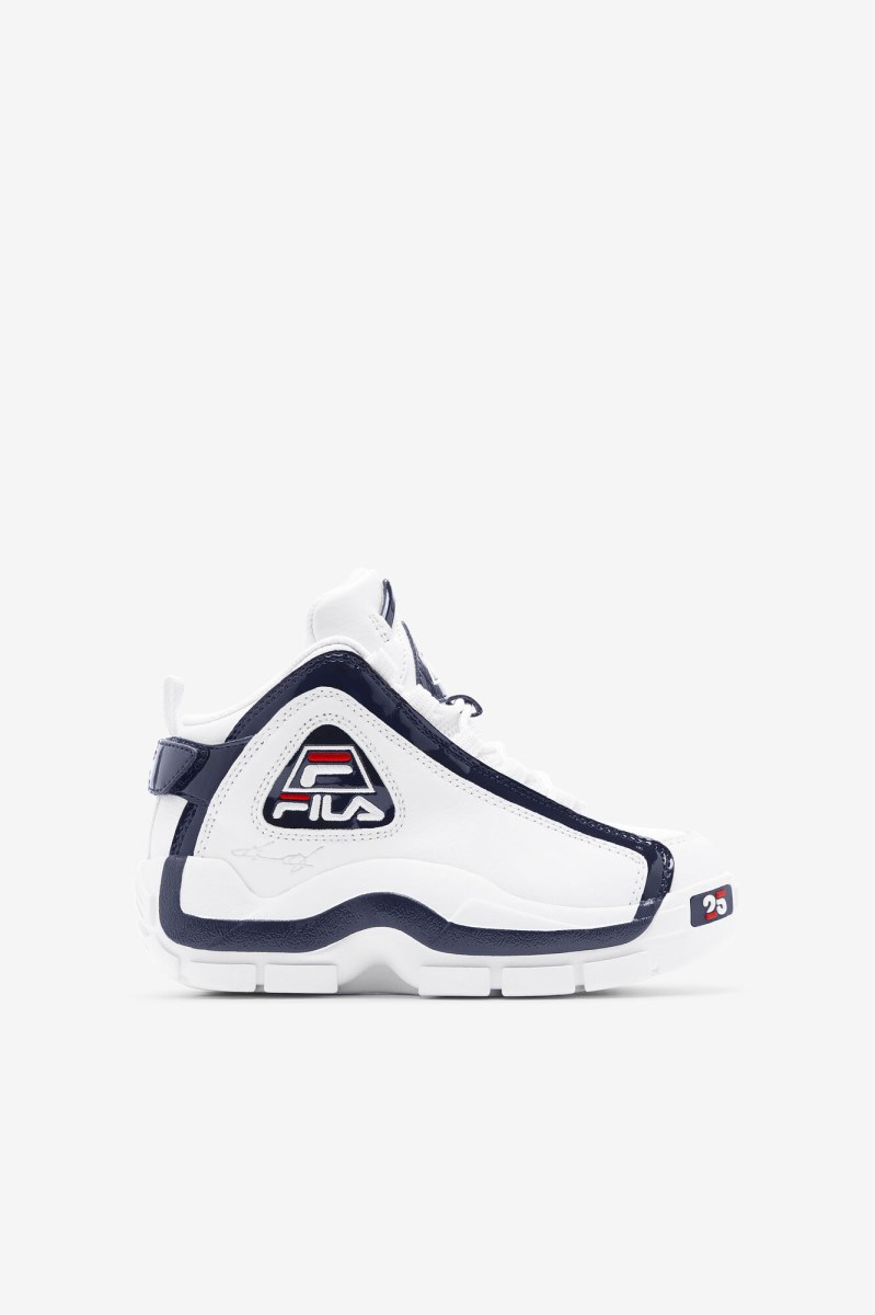 Fila Grant Hill 2 25th Anniversary Edition Støvler Børn Hvide Mørkeblå Rød | 267-HTNVMZ