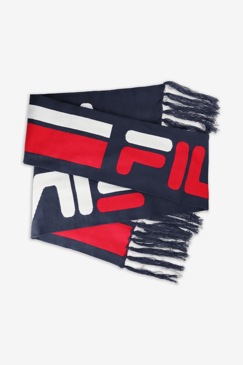 Fila Jacquard Scarf Udstyr Dame Mørkeblå Rød Hvide | 298-IQGKDN