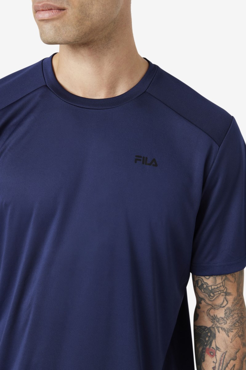 Fila Kaab Crew T Shirts Herre Mørkeblå Sort | 416-FQAUHX