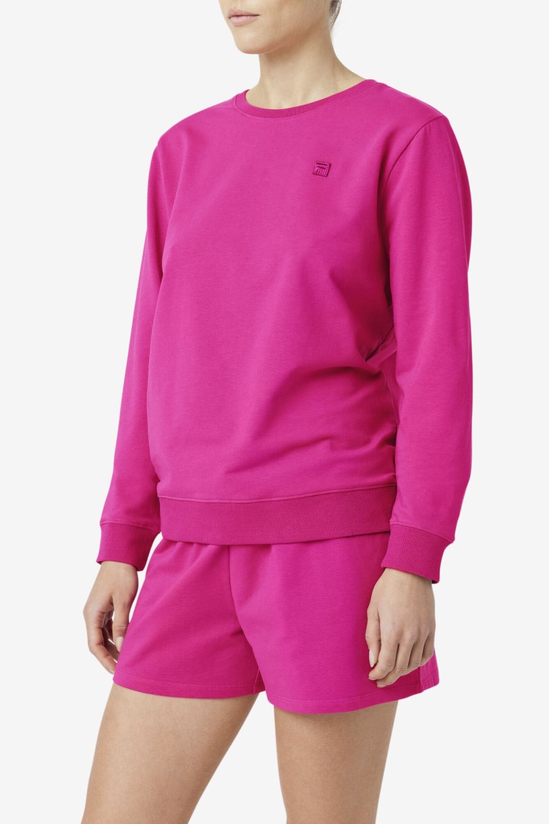 Fila Kaydence Crew Long Sleeve Dame Fuchsia | 952-QMPYTU