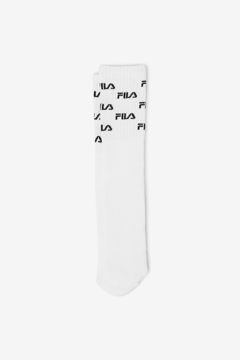 Fila Logo Knee High Sokker Dame Hvide | 243-ADBJHL