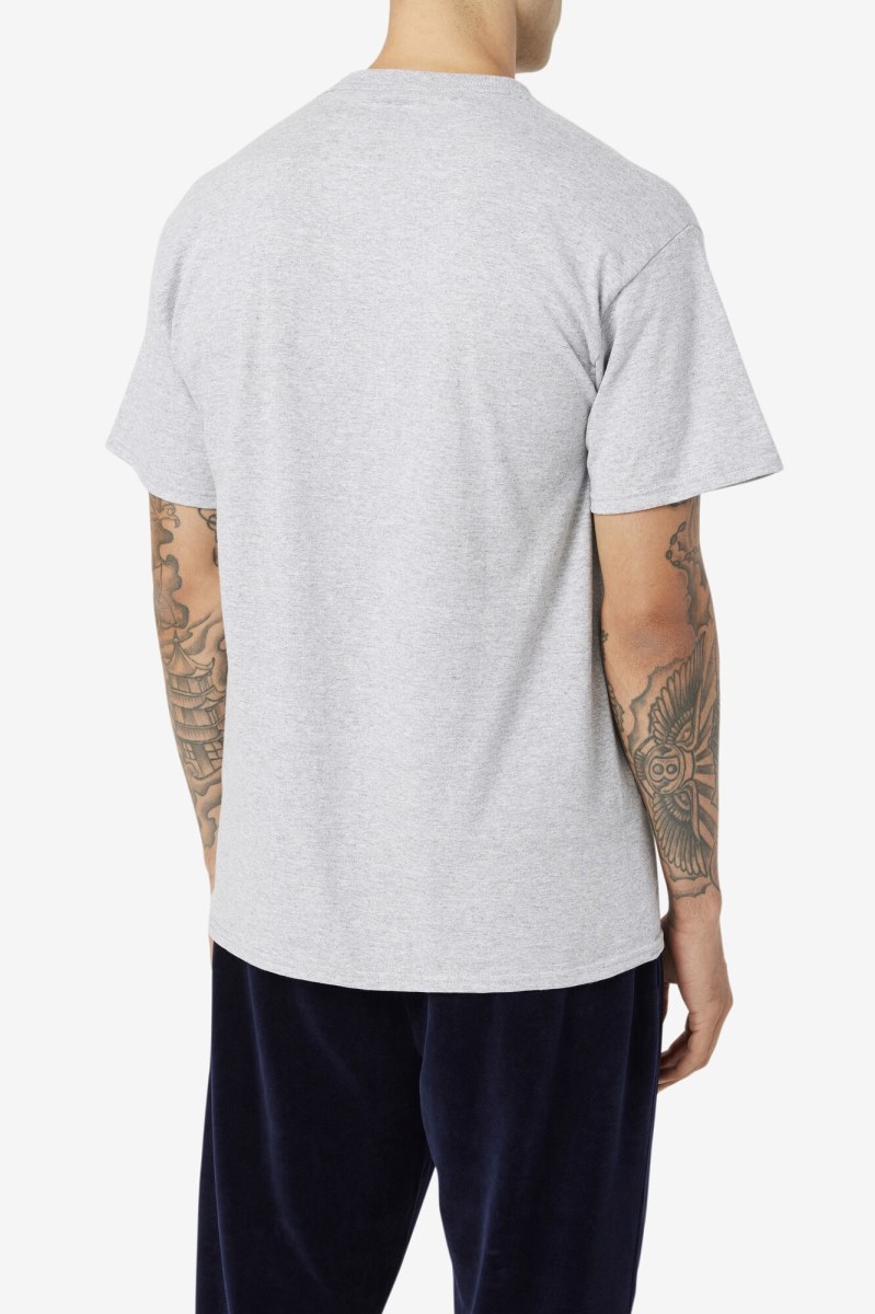 Fila Logo Tee T Shirts Herre Grå Mørkeblå Rød | 351-HRSXZL