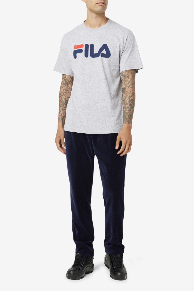 Fila Logo Tee T Shirts Herre Grå Mørkeblå Rød | 351-HRSXZL