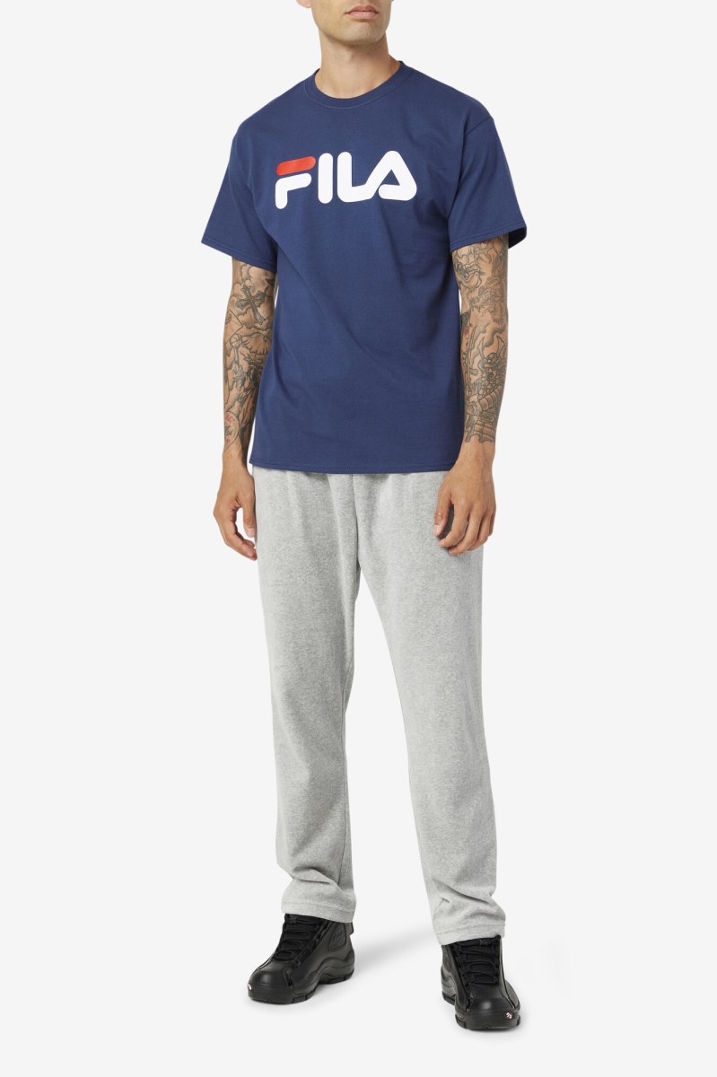 Fila Logo Tee T Shirts Herre Mørkeblå Hvide Rød | 468-CDKVFY