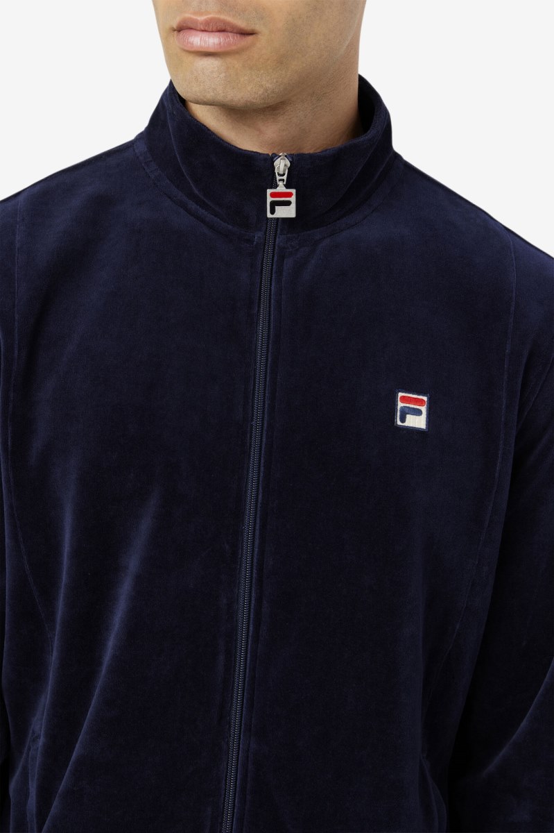 Fila O-fit Velour Fleece Jakker Herre Mørkeblå | 134-LKQVEP