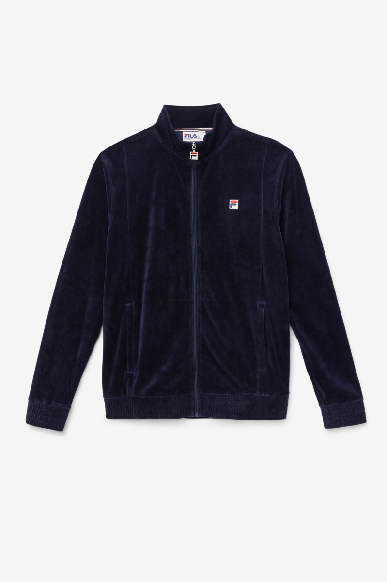 Fila O-fit Velour Fleece Jakker Herre Mørkeblå | 134-LKQVEP