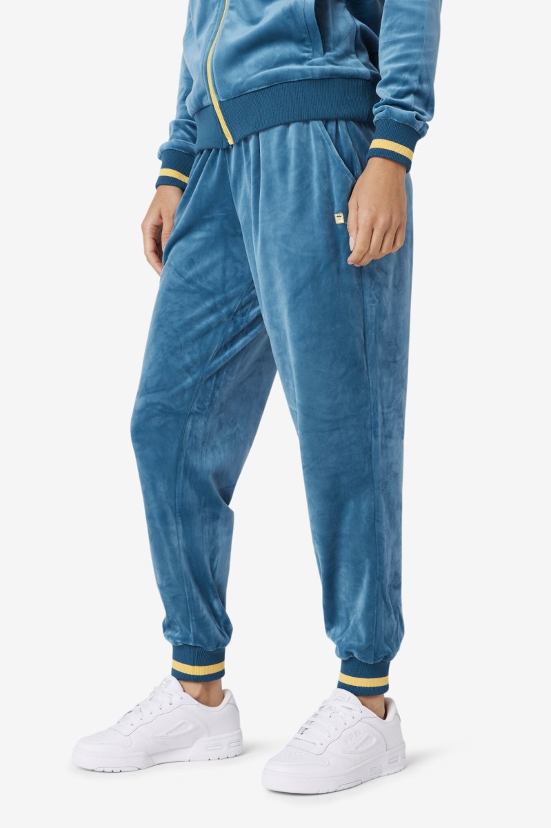 Fila Omorose Velour Joggers Dame Blå Koral | 127-ZYFACH