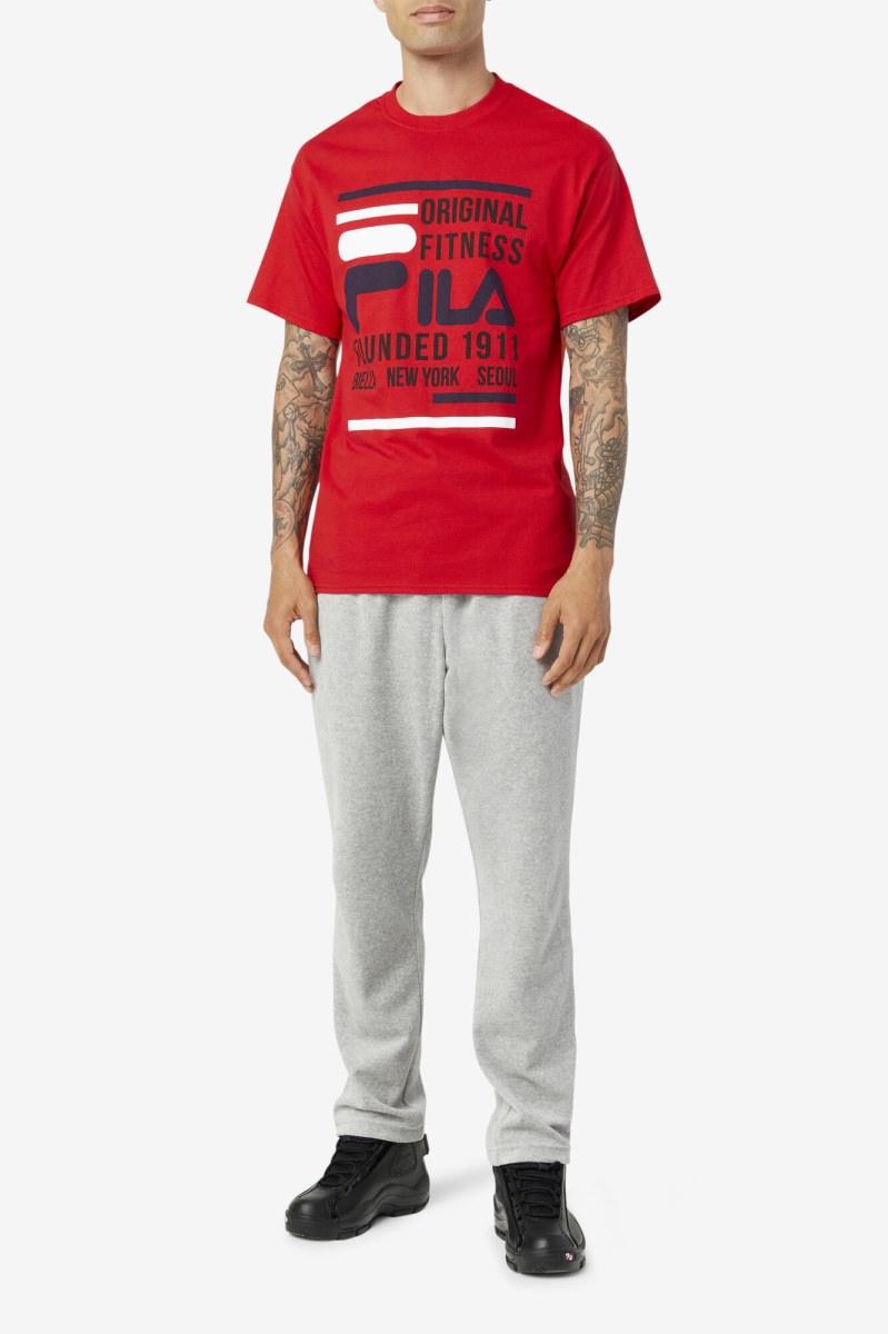 Fila Original Fitness Tee T Shirts Herre Rød Mørkeblå Hvide | 137-JSPLGI