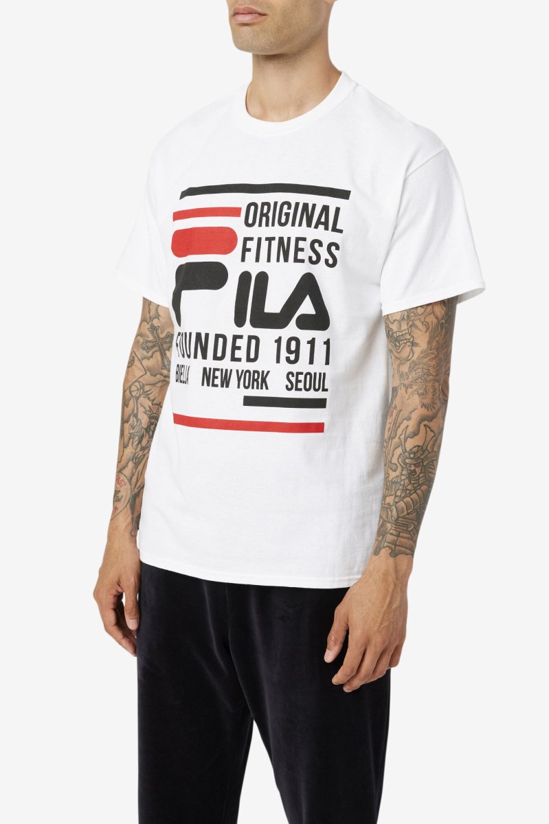 Fila Original Fitness Tee T Shirts Herre Hvide Sort Rød | 432-JROWES