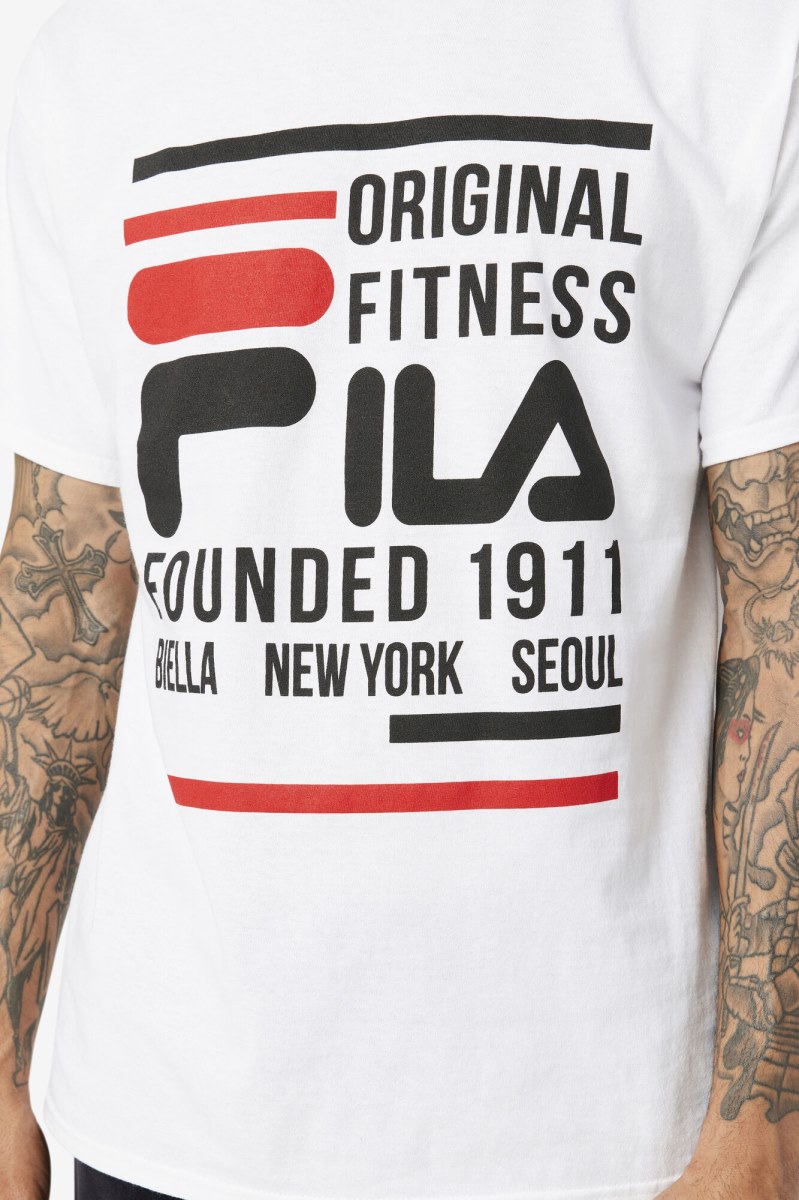 Fila Original Fitness Tee T Shirts Herre Hvide Sort Rød | 432-JROWES