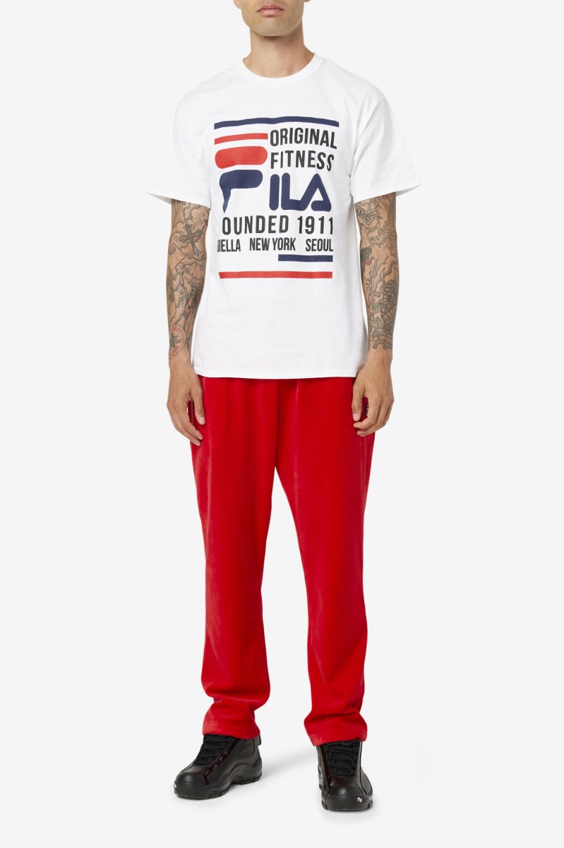 Fila Original Fitness Tee T Shirts Herre Hvide Mørkeblå Rød | 905-MAYSUC