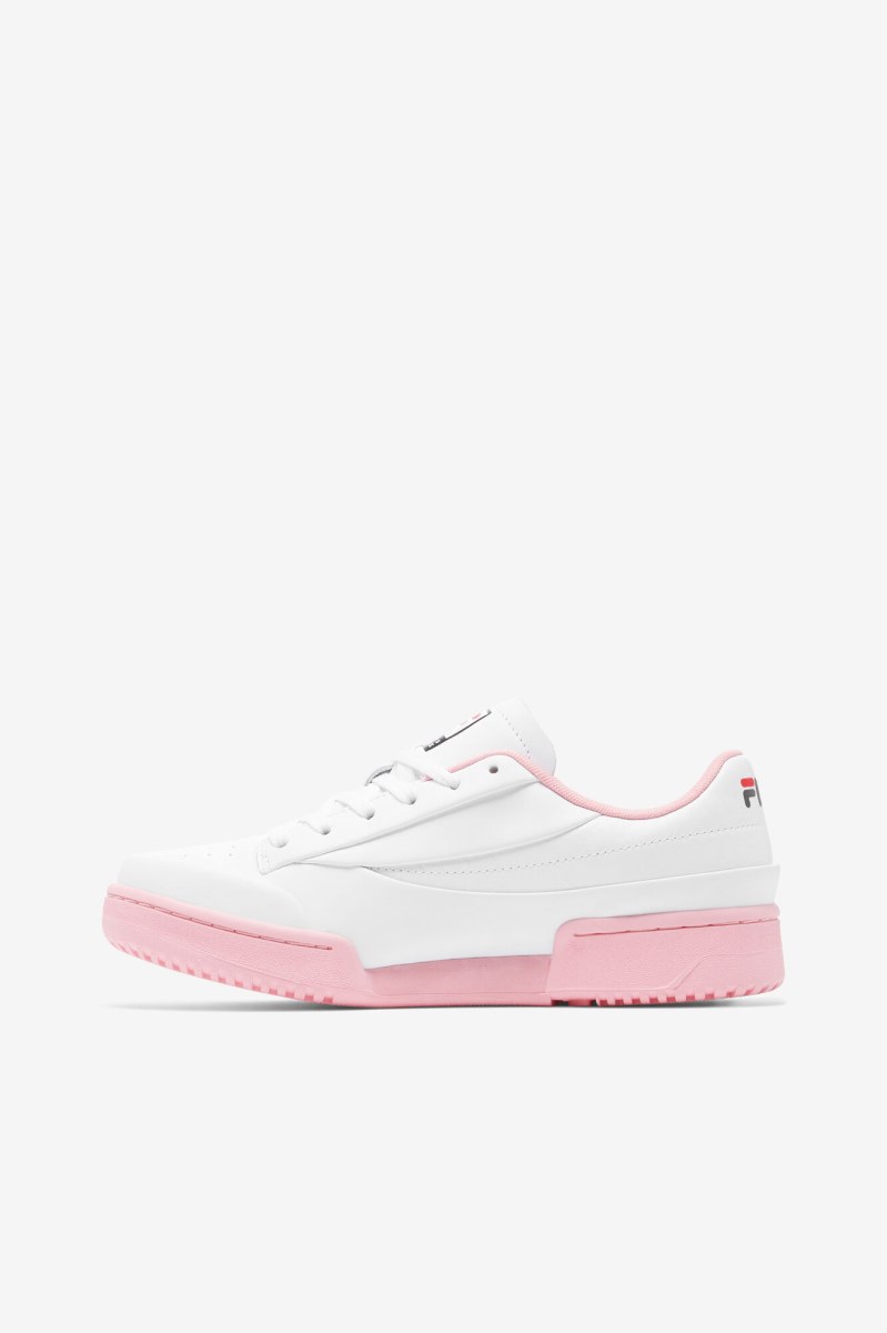 Fila Original Lux X Barneys Sneakers Dame Hvide Koral Lyserød Sort | 129-SNKBRC