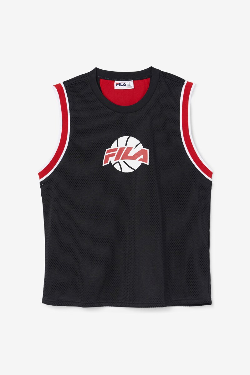 Fila Ovi Basketball Jersey Herre Sort Rød Hvide | 593-LBUMNX