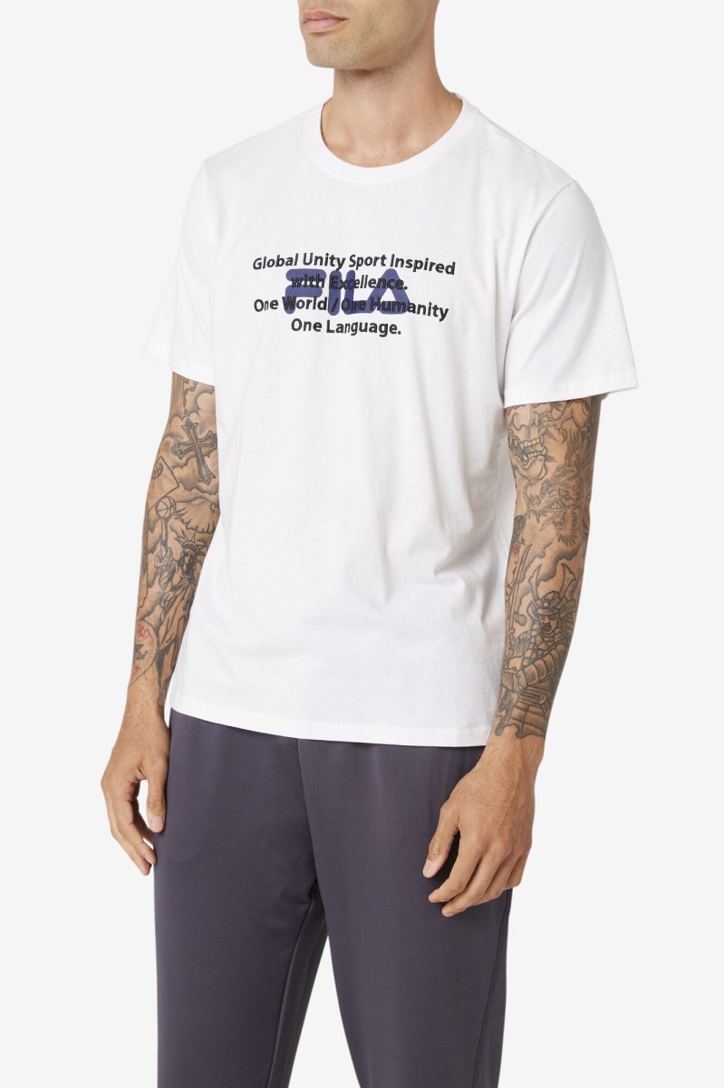 Fila Pepacton Tee T Shirts Herre Hvide | 364-ZBONIU