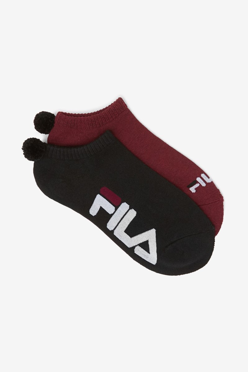 Fila Pom Pom 2-Pack Sokker Dame Mørkerød | 924-QYFCXR