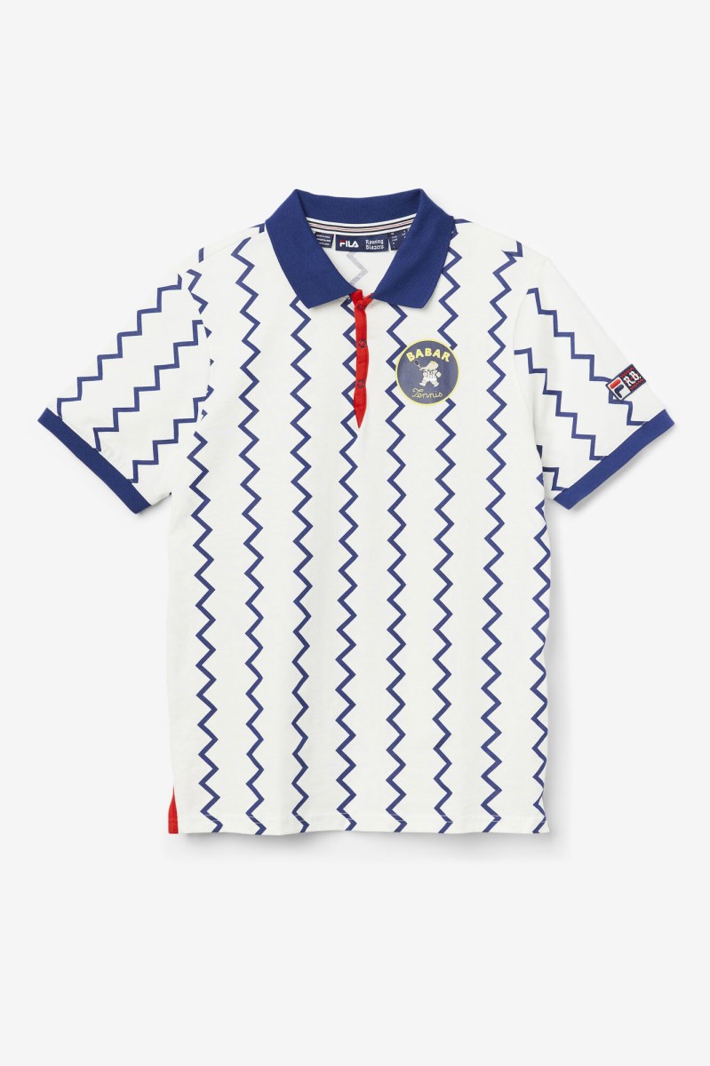 Fila RB Babar Guye Polo Shirt Dame Hvide Blå Rød | 271-BIDHYE