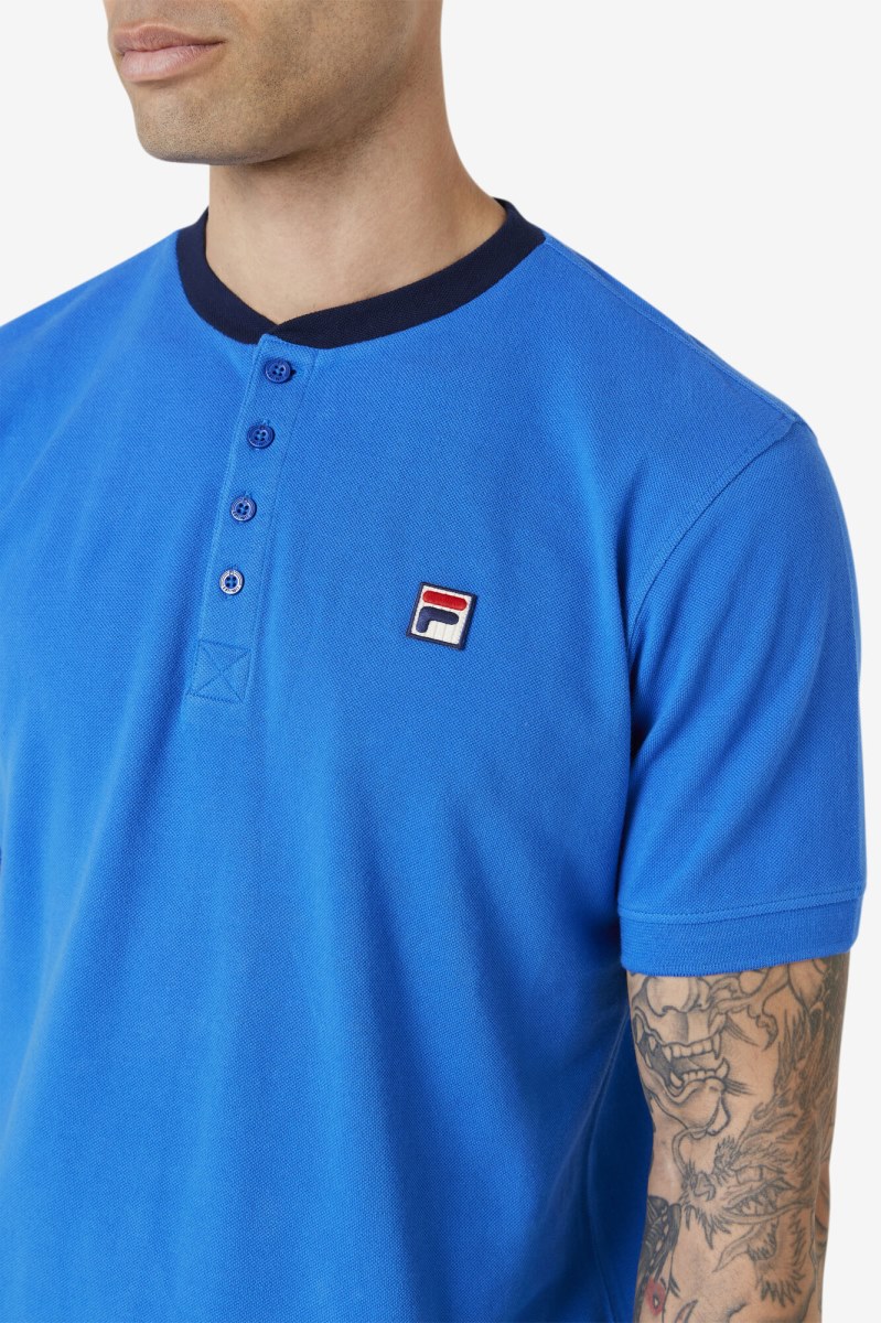 Fila Ralph Henley T Shirts Herre Blå Mørkeblå | 869-XBRNWQ