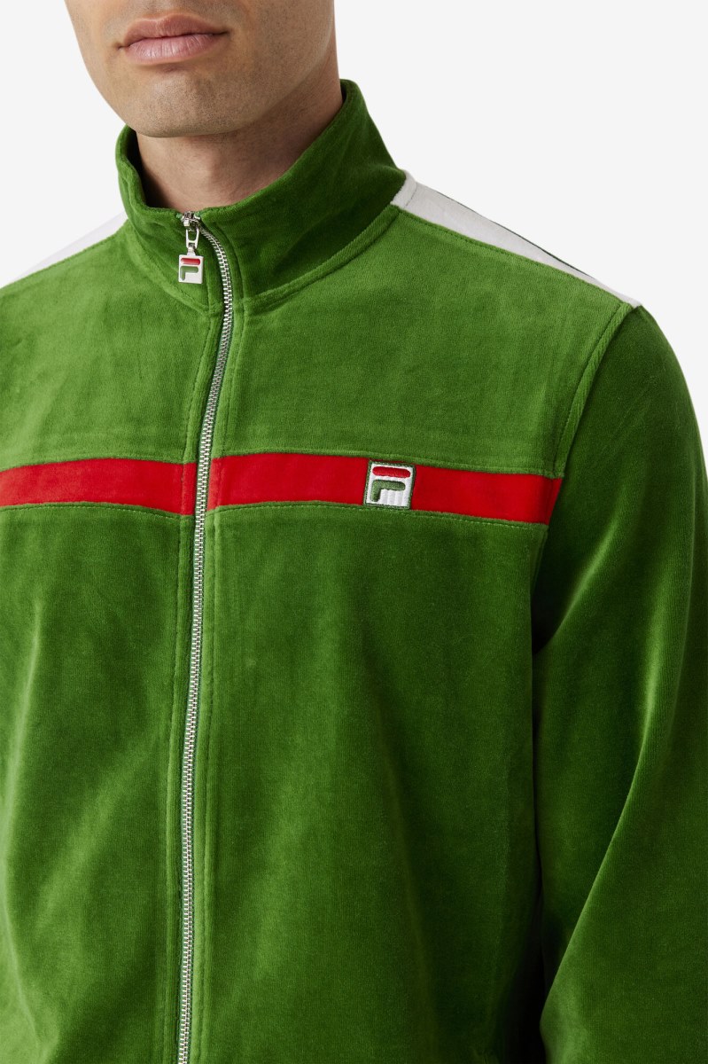 Fila Ravid Velour Fleece Jakker Herre Hvide Rød | 816-JRTQKF