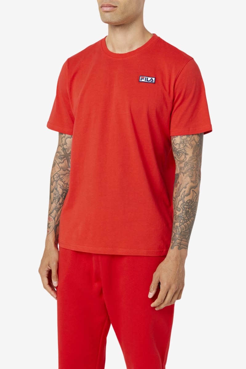 Fila Skylar Tee T Shirts Herre Rød | 386-UOLKBI