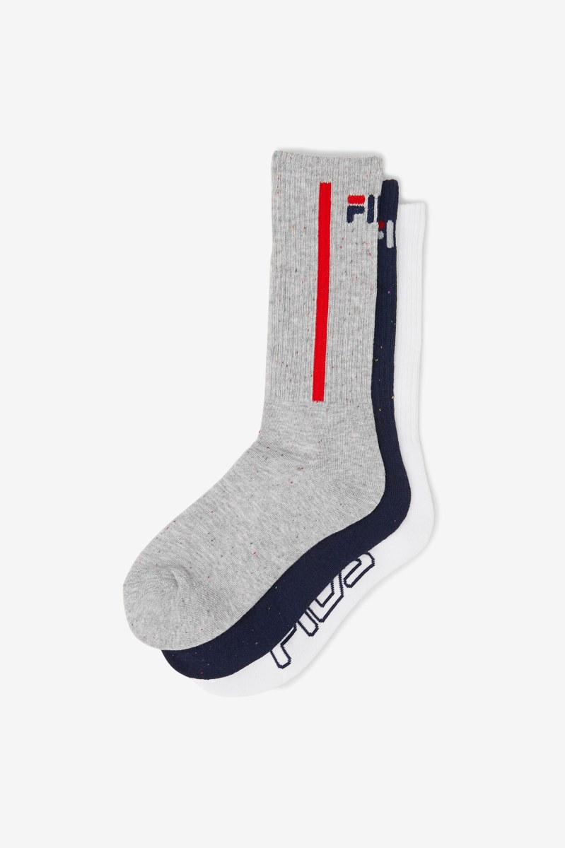 Fila Speckle Stripe Crew 3-pack Sokker Dame Mørkeblå | 517-KJNIQB