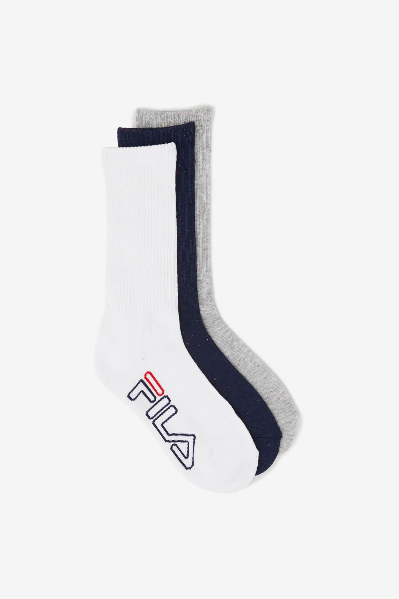 Fila Speckle Stripe Crew 3-pack Sokker Dame Mørkeblå | 517-KJNIQB