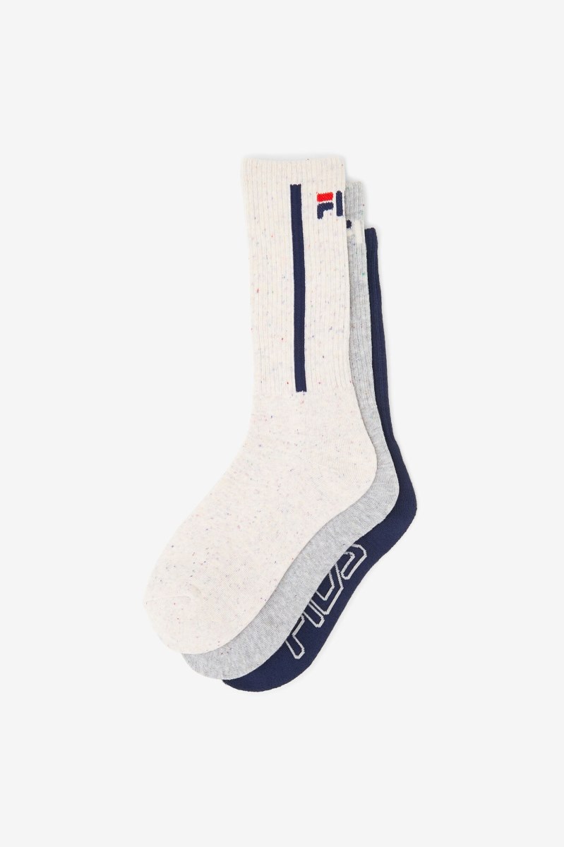 Fila Speckle Stripe Crew 3-pack Sokker Dame Hvide | 518-WEXSYK