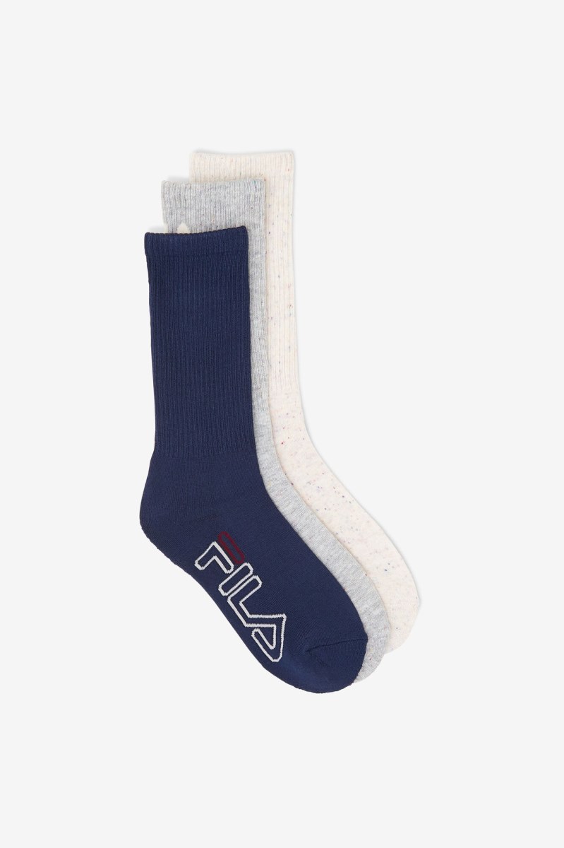 Fila Speckle Stripe Crew 3-pack Sokker Dame Hvide | 518-WEXSYK