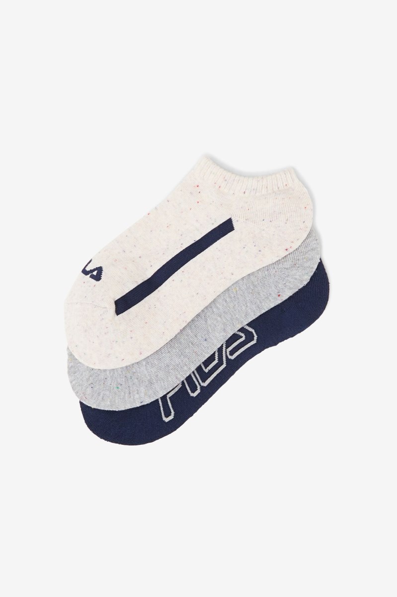 Fila Speckle Stripe No Show 3-Pack Sokker Dame Hvide | 195-QXLVOD