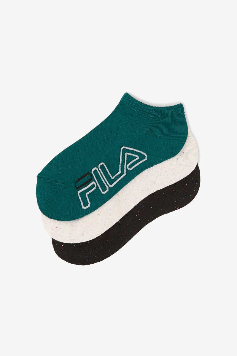 Fila Speckle Stripe No Show 3-Pack Sokker Dame Sort | 596-ICLWPB