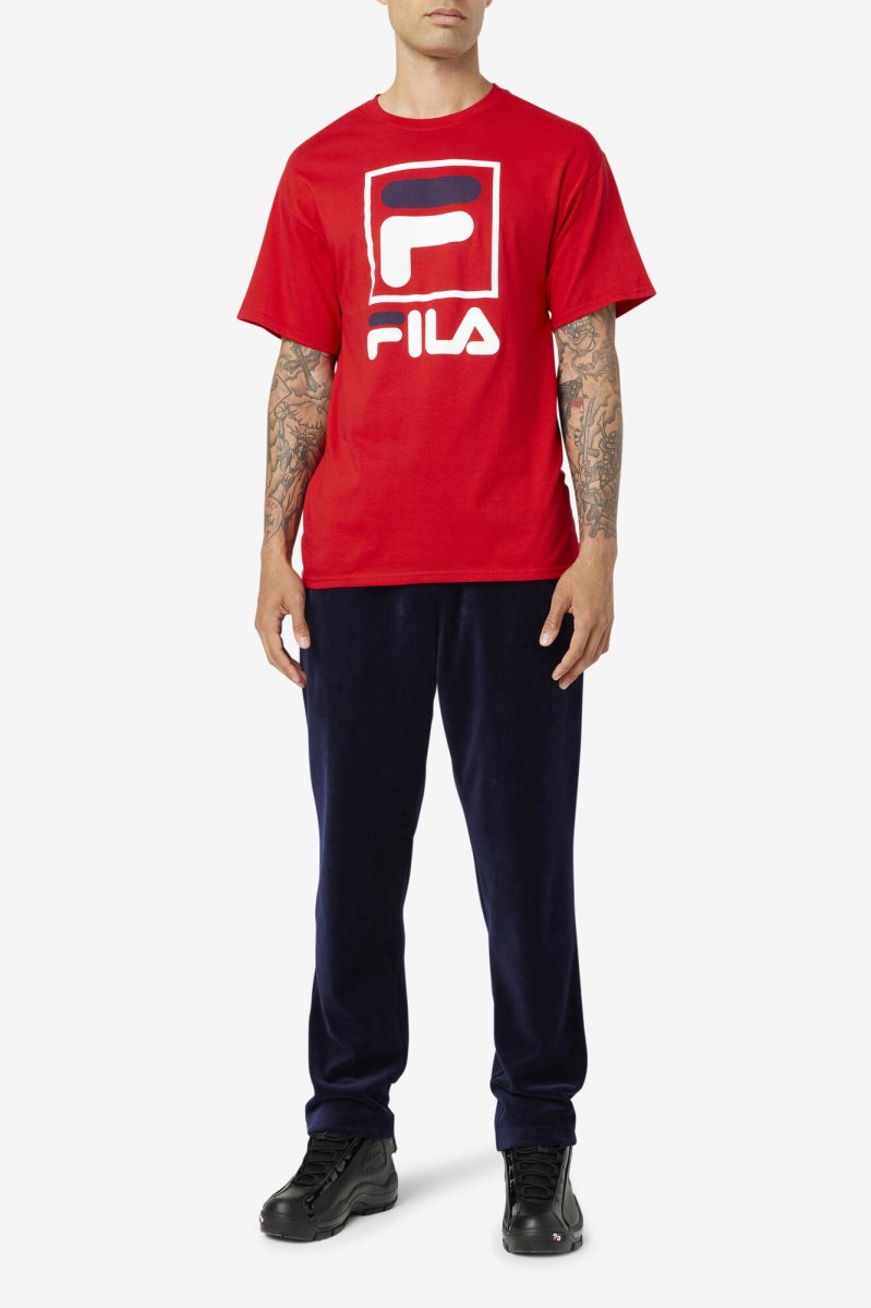 Fila Stacked T Shirts Herre Rød Hvide Mørkeblå | 290-ETUWZL