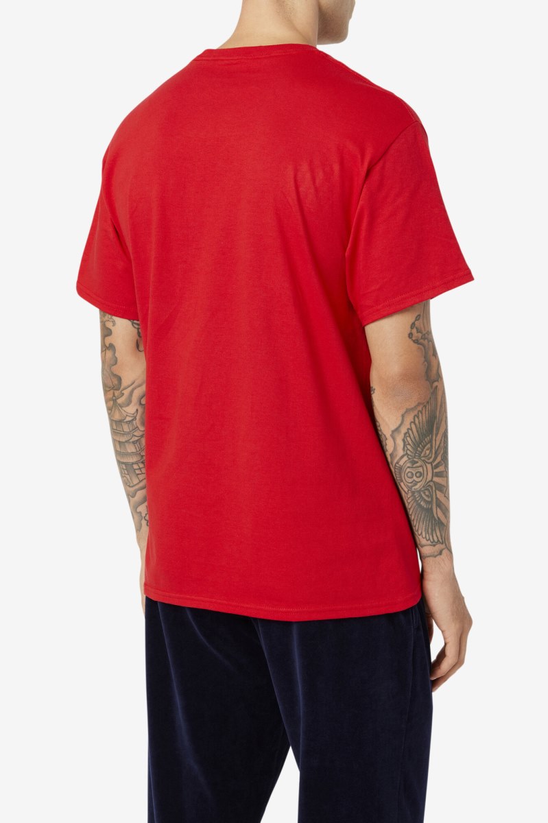 Fila Stacked T Shirts Herre Rød Hvide Mørkeblå | 710-LMXQRG