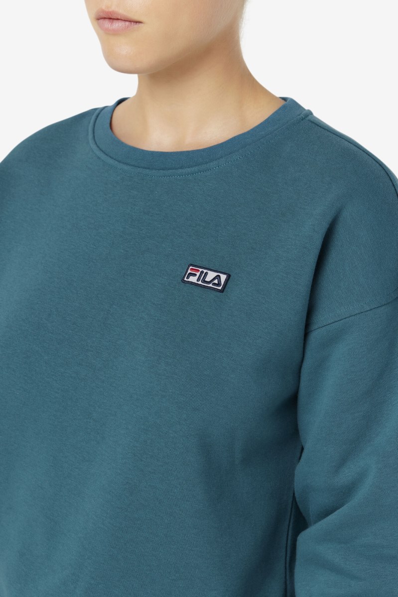 Fila Stina Crew Sweatshirts Dame Blå Koral | 158-QULKYA