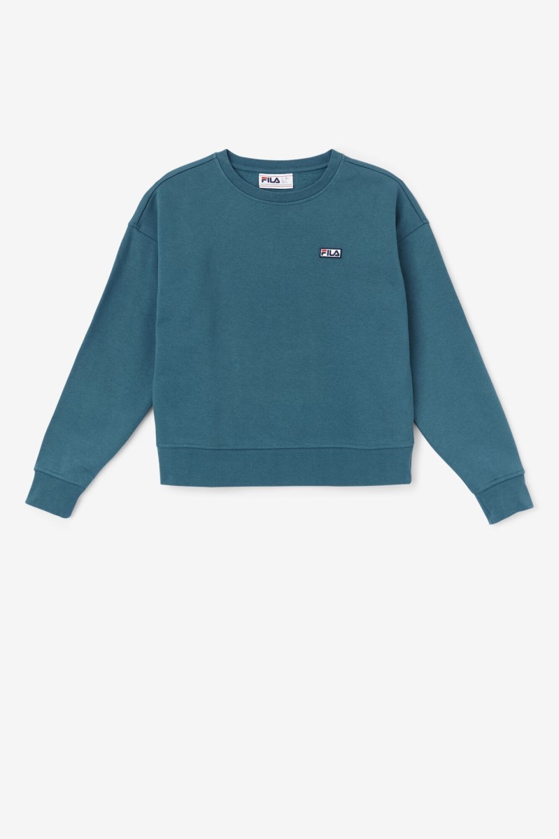 Fila Stina Crew Sweatshirts Dame Blå Koral | 158-QULKYA