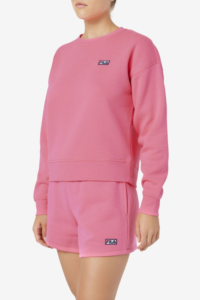 Fila Stina Crew Sweatshirts Dame Lyserød | 048-JCWOAF