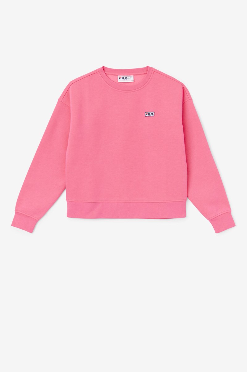 Fila Stina Crew Sweatshirts Dame Lyserød | 048-JCWOAF