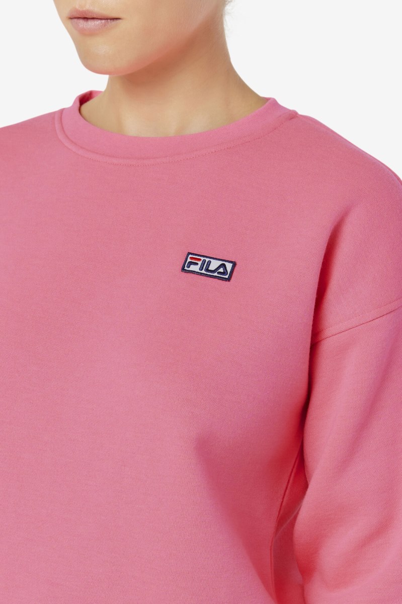 Fila Stina Crew Sweatshirts Dame Lyserød | 064-FSQKJX