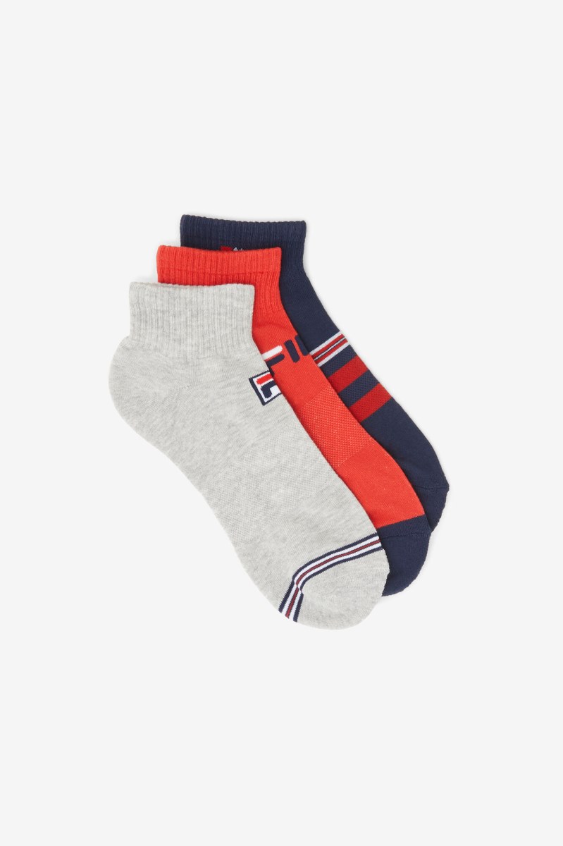 Fila Stribet Quarter 3-Pack Sokker Dame Mørkeblå | 837-OAYVWQ